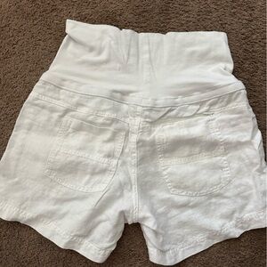 Athleta Cream Linen Shorts (maternity)